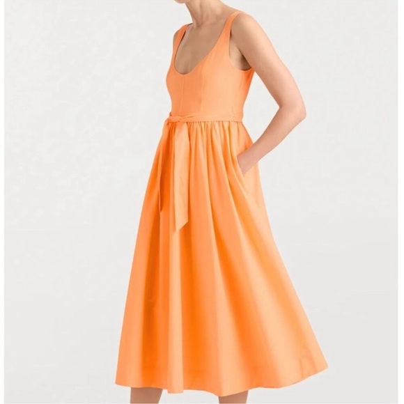 NEW Cinq à Sept Kilah Cotton Belted Midi tank Dress Marmalade Orange sz 10 - Picture 5 of 12